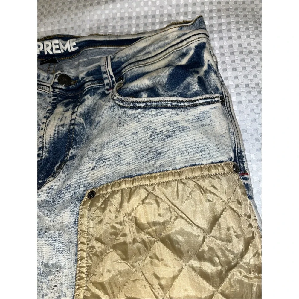 Buckle Preme Skinny Stretch Jean Destructed denim‎ cool quilted Front 36w 33L